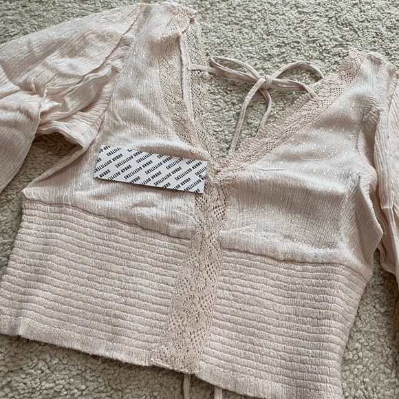Urban Outfitters Ramsey Lace-Trim Blouse NWT Size S - Pink - Picture 6 of 8
